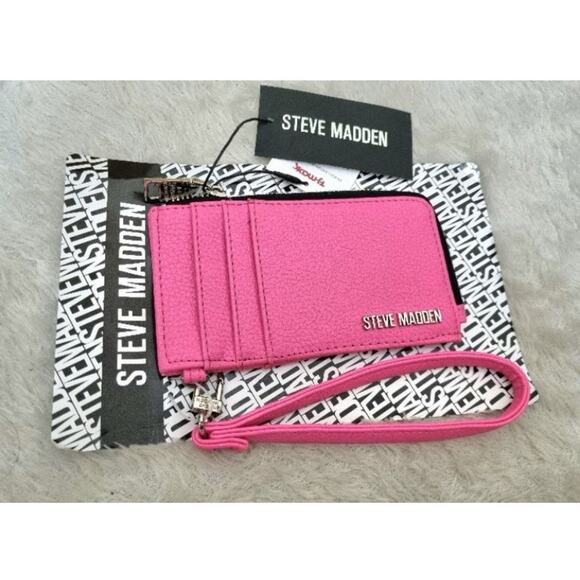 Steve Madden BZip-Web Zip Around Card Wallet / Wristlet - Pink Flash NWT - Picture 2 of 2